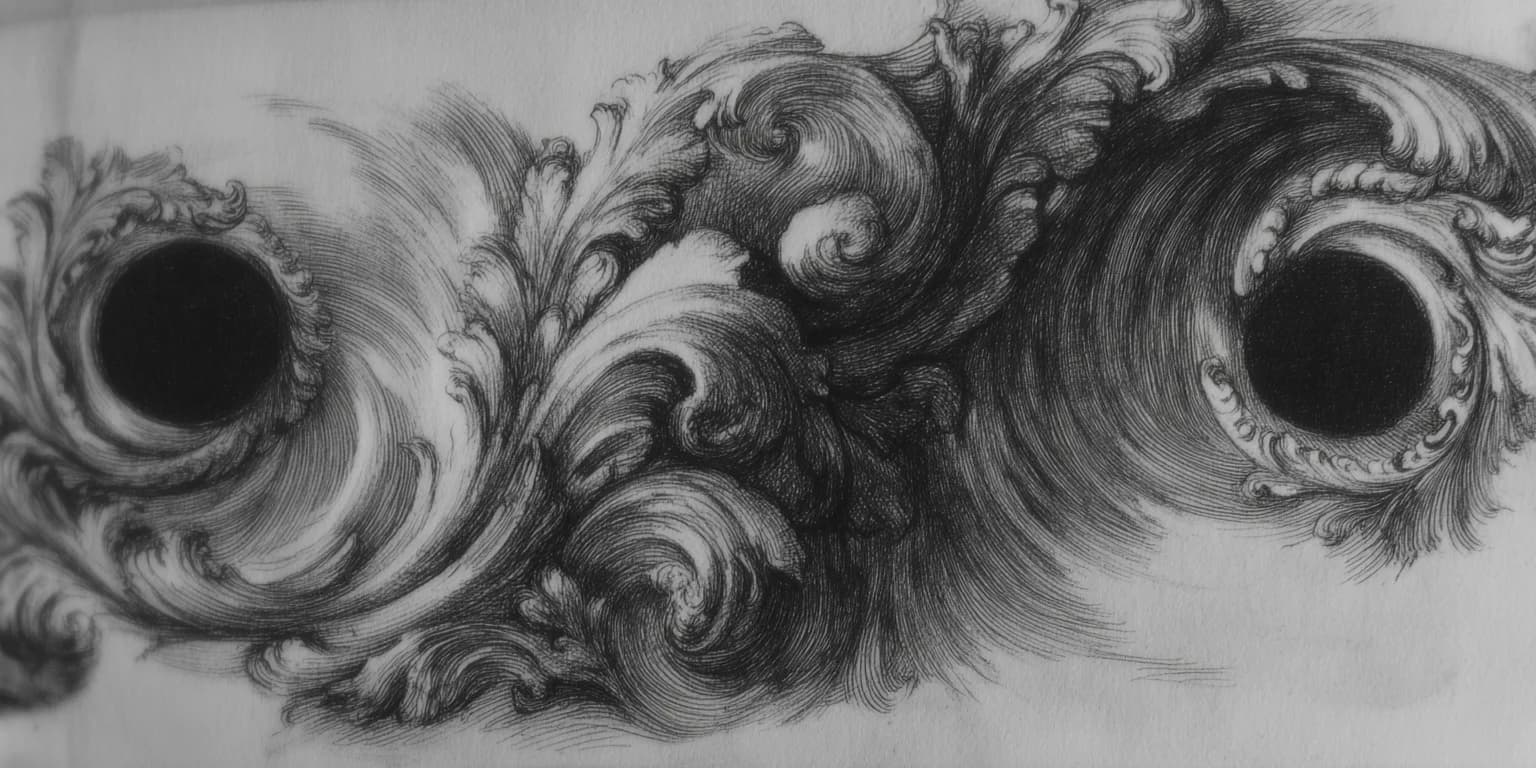 Abstract visualization: Rococo swirl eye study in graphite