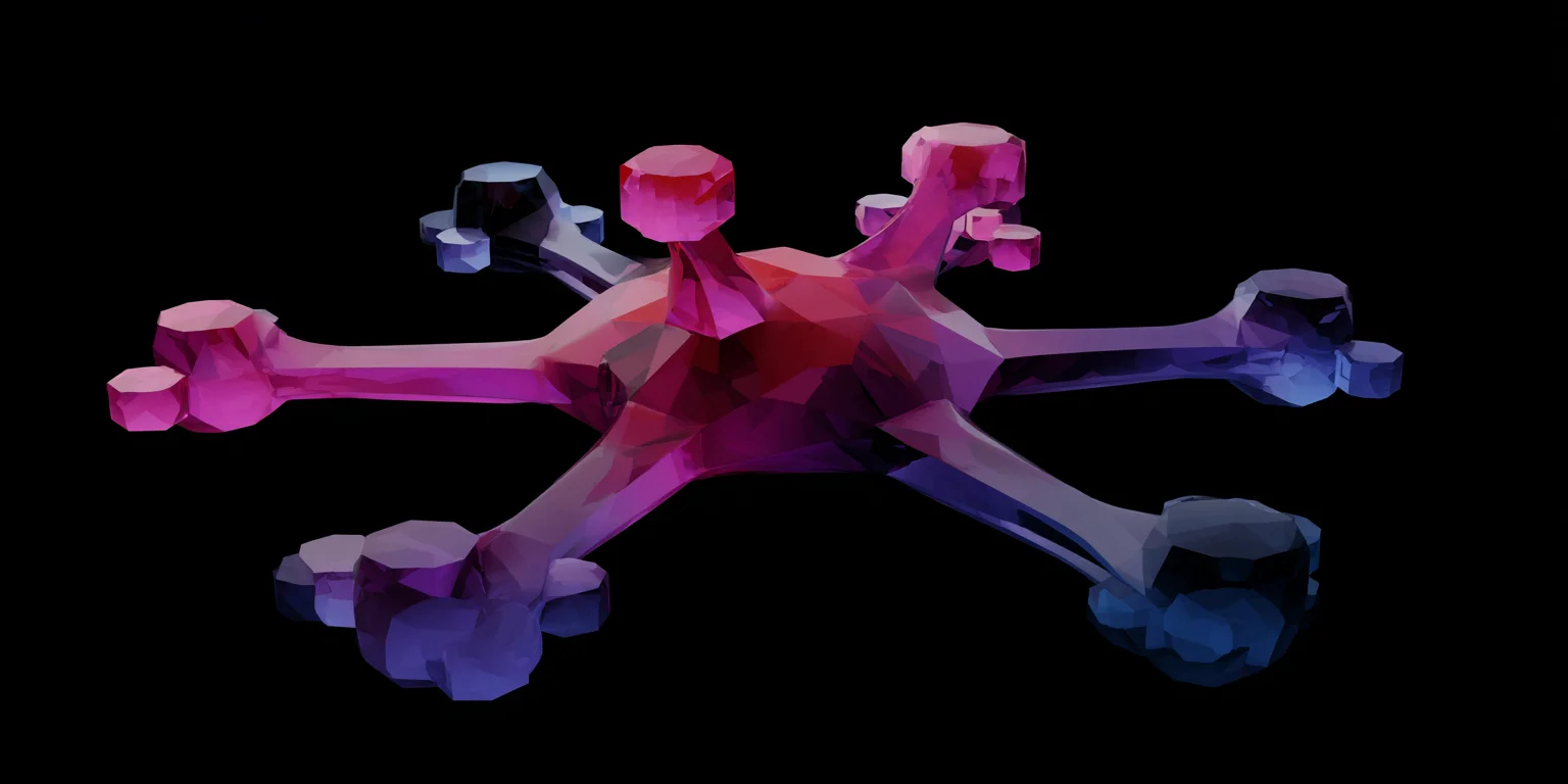 Abstract visualization: Low-poly multi-arm drone illustration