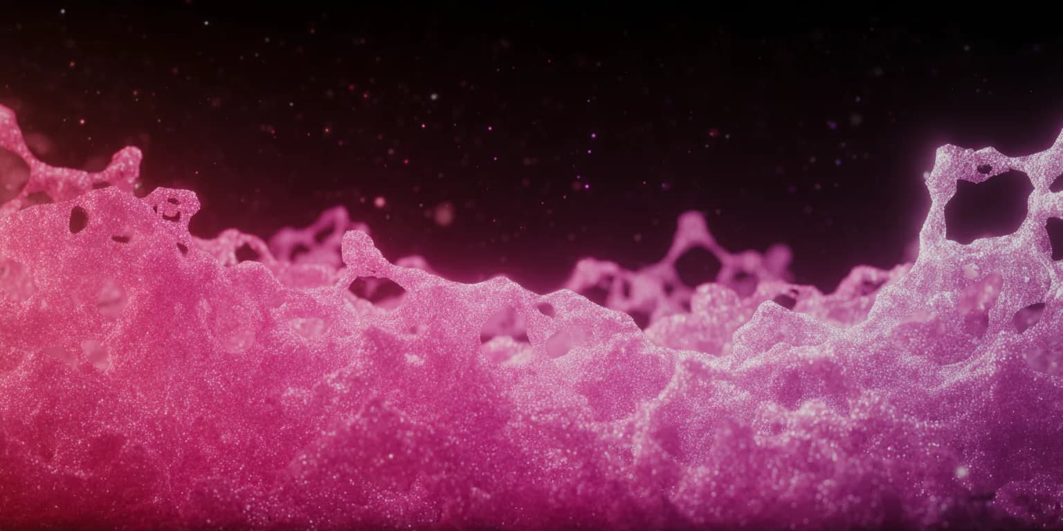 Abstract visualization: Organized asset library with flowing metadata connections