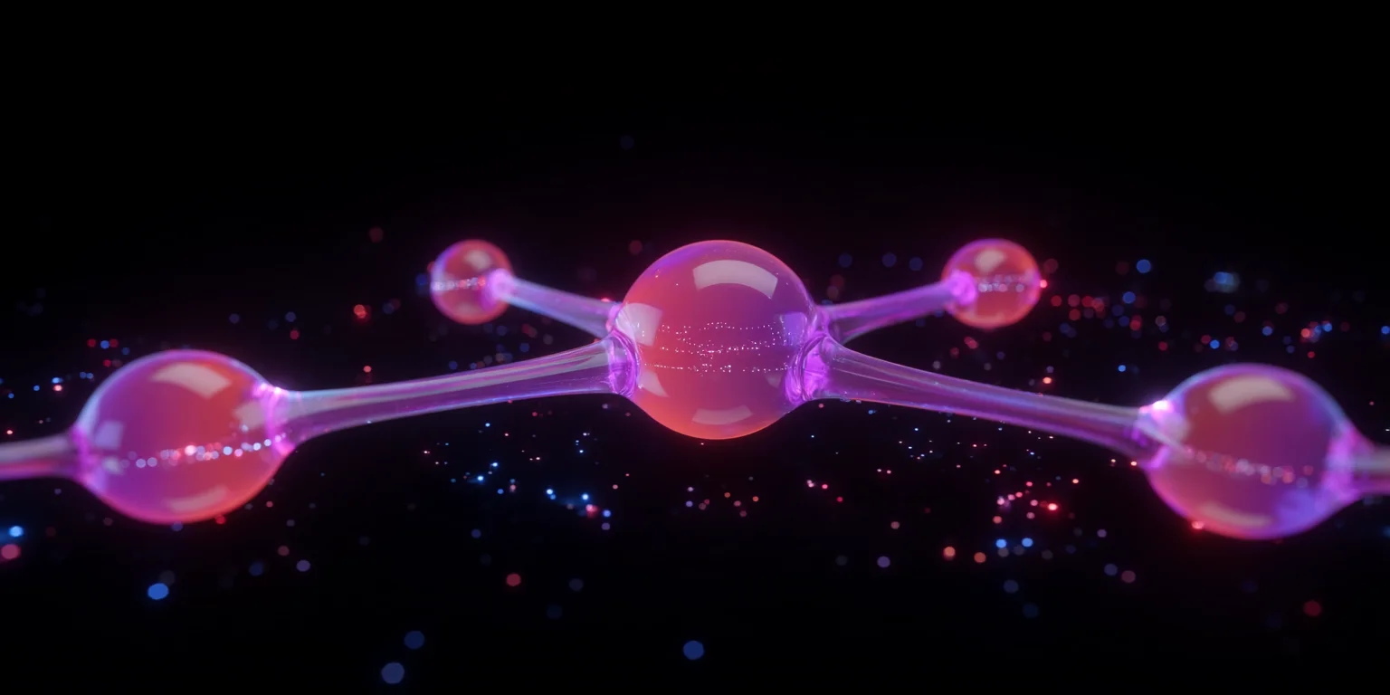 Abstract visualization: Neon molecule in cosmic glow