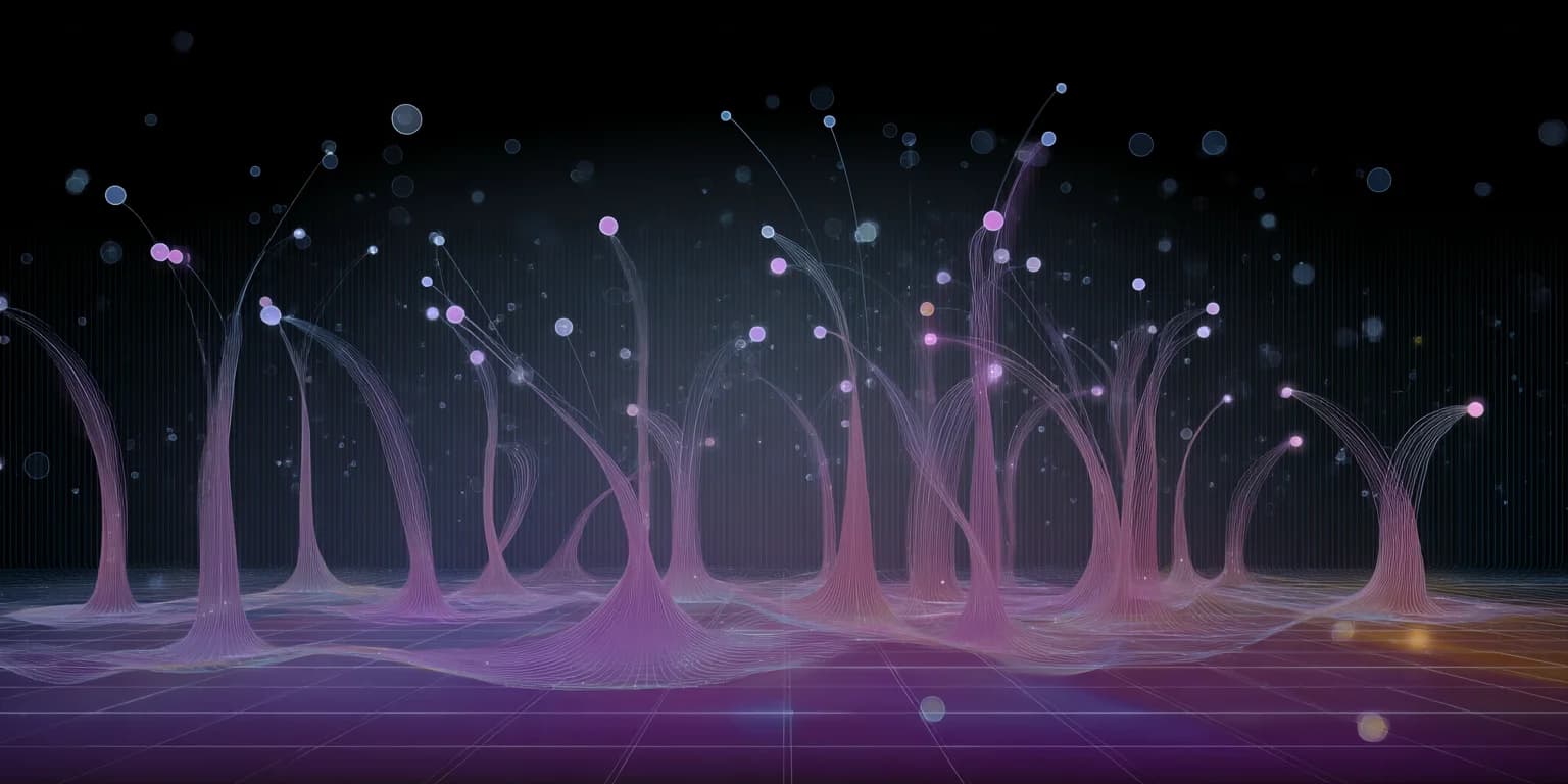 Abstract visualization: Abstract neon forest of light