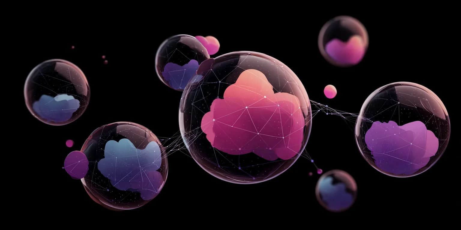 Abstract visualization: Floating color bubbles in void