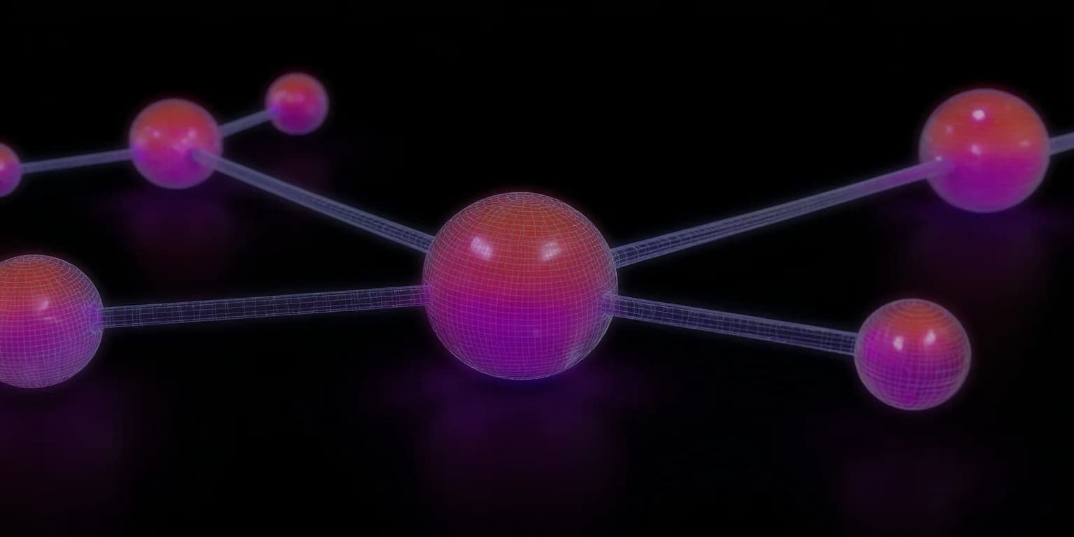 Abstract visualization: Glowing Molecular Network with Spheres