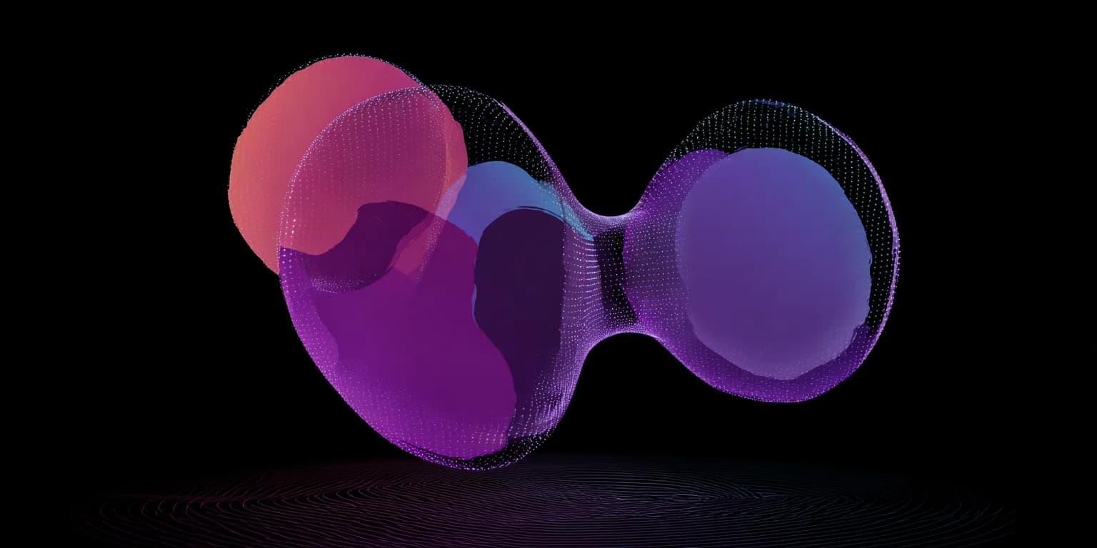 Abstract visualization: Neon glass orbs in dark studio