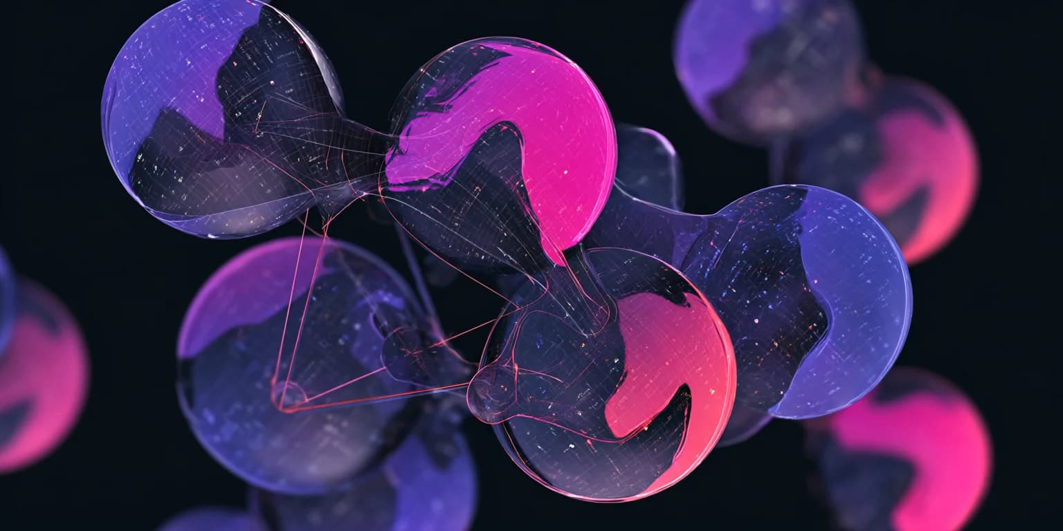 Abstract visualization: Glowing purple pink circular orbs