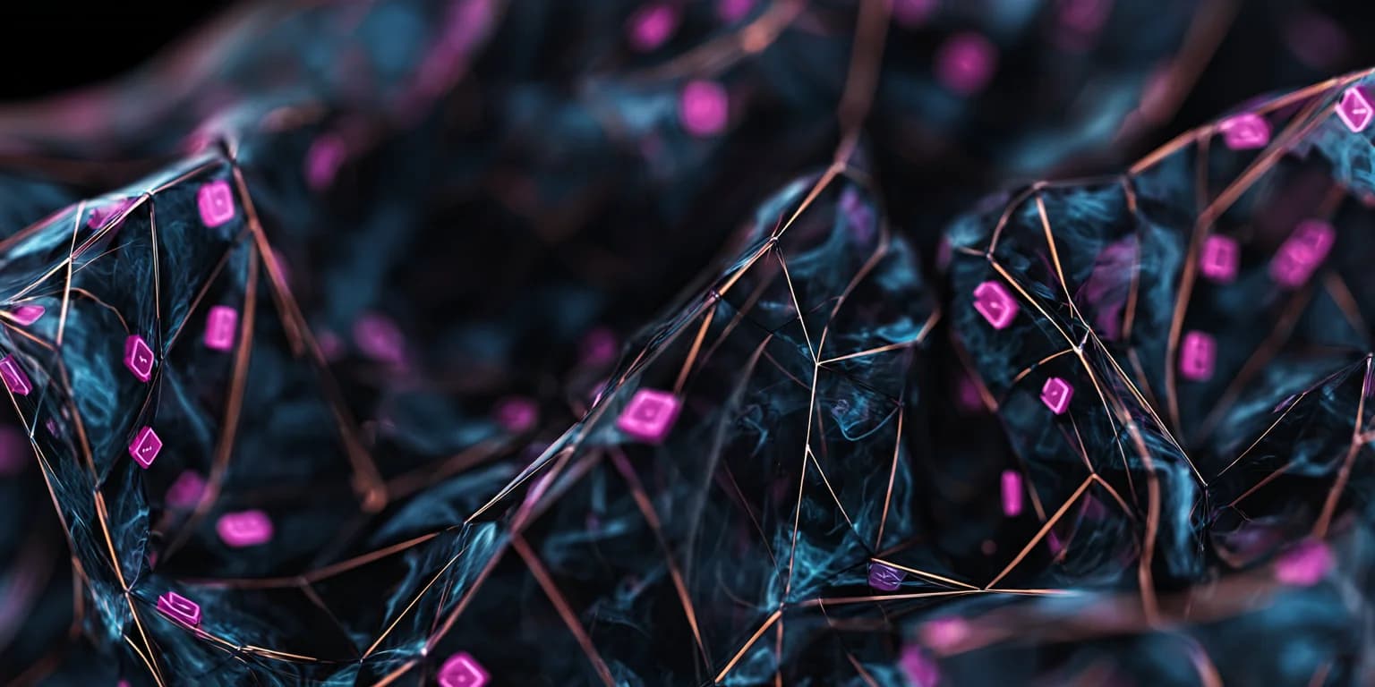 Abstract visualization: Glowing purple network of nodes