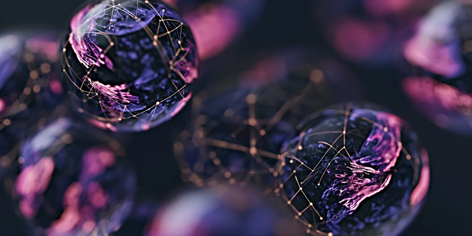 Abstract visualization: Neon-glow bubbles in macro abstraction