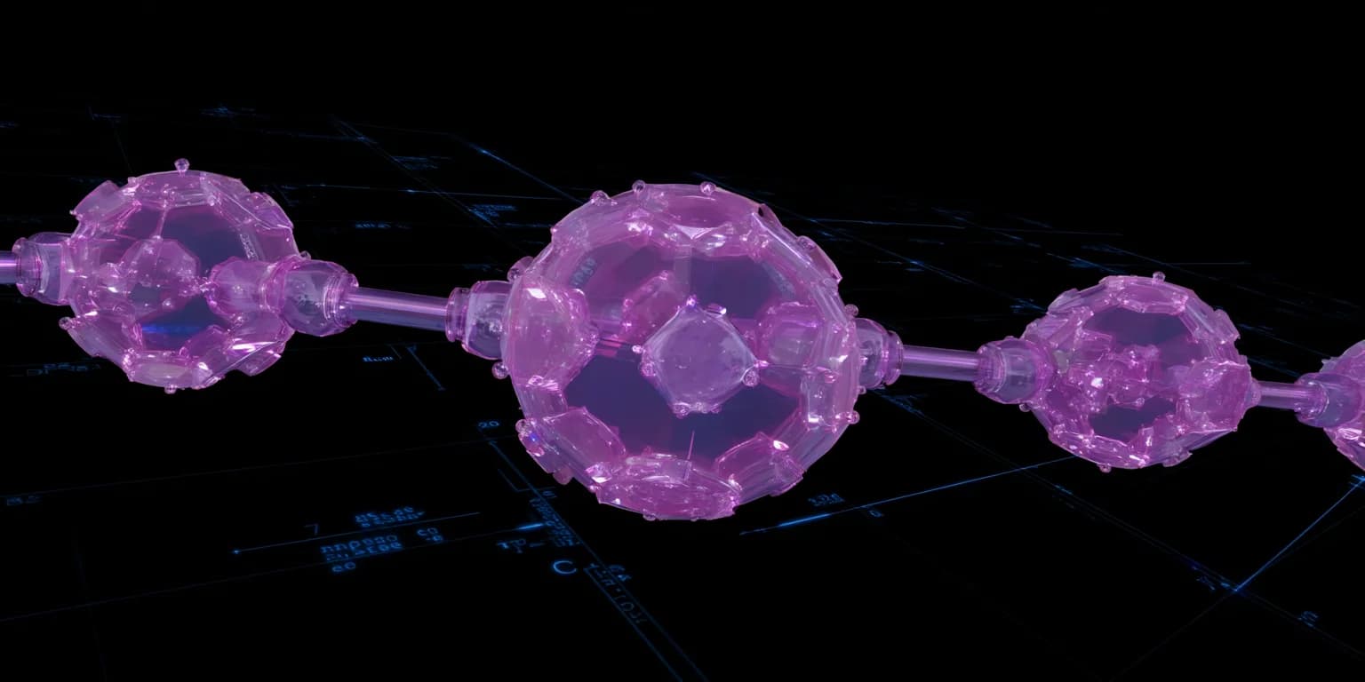 Abstract visualization: Glowing molecular chain in space